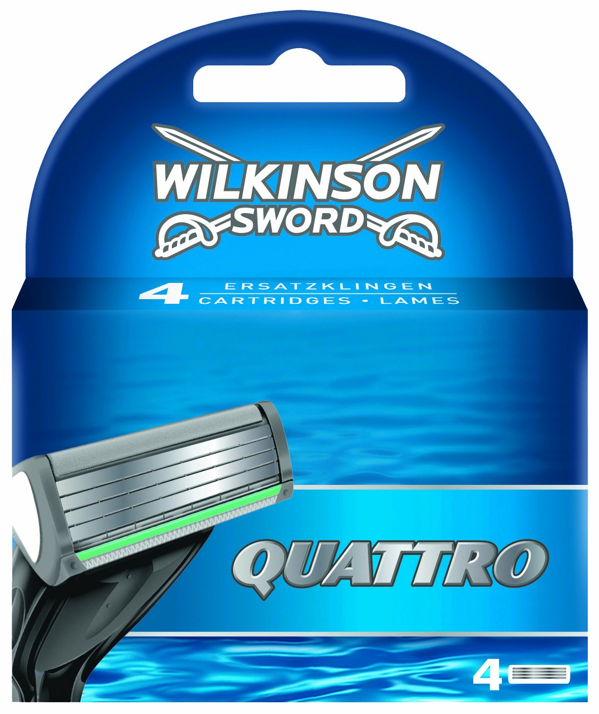 Skūšanās kasetes vīriešu skuveklim Wilkinson Sword Quattro, 4 gab.