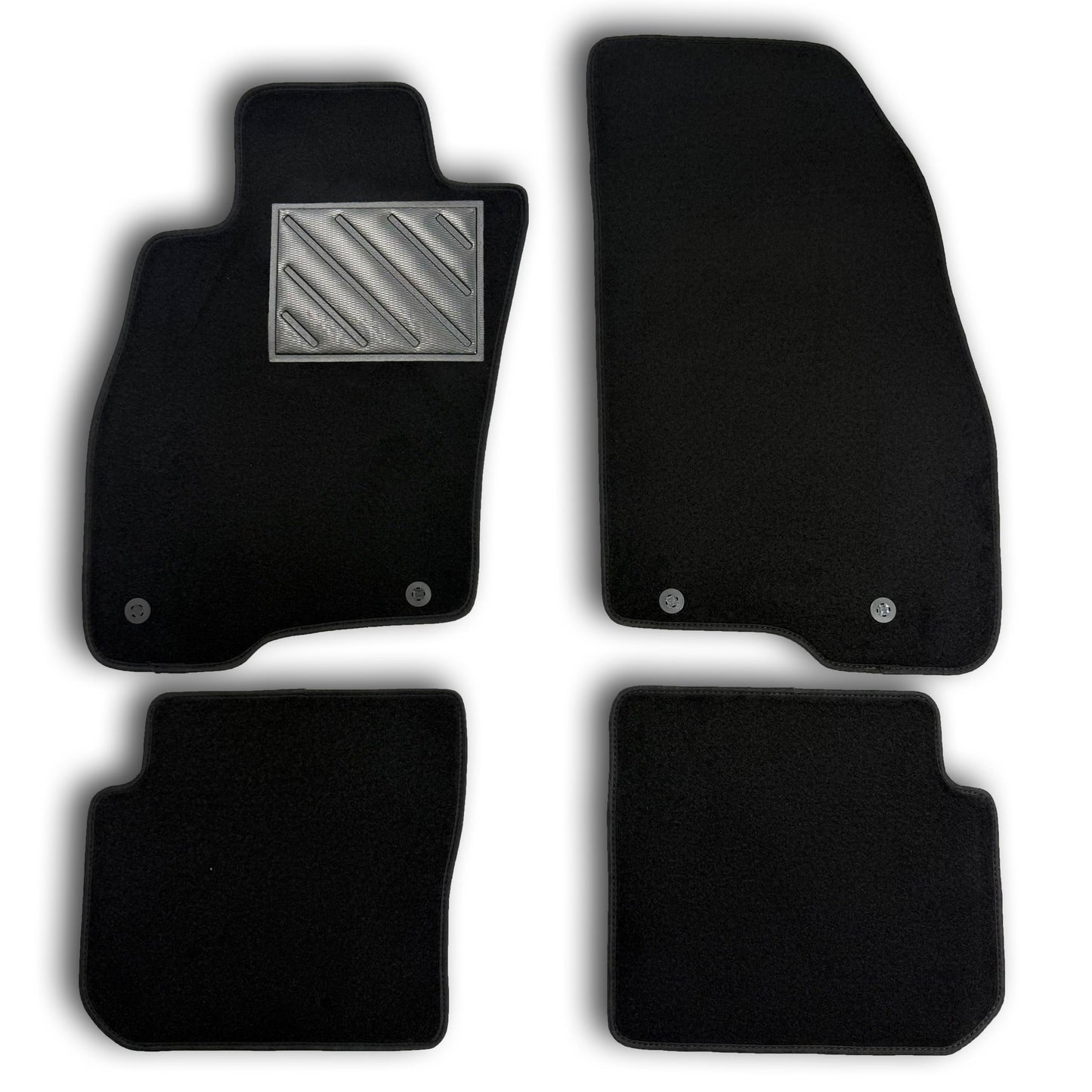 Paklājiņi Alfa Romeo Mito no 2008. gada, precīzi, neslīdoši, papēža aizsargi no pastiprinātas gumijas, stiprinājuma pogas