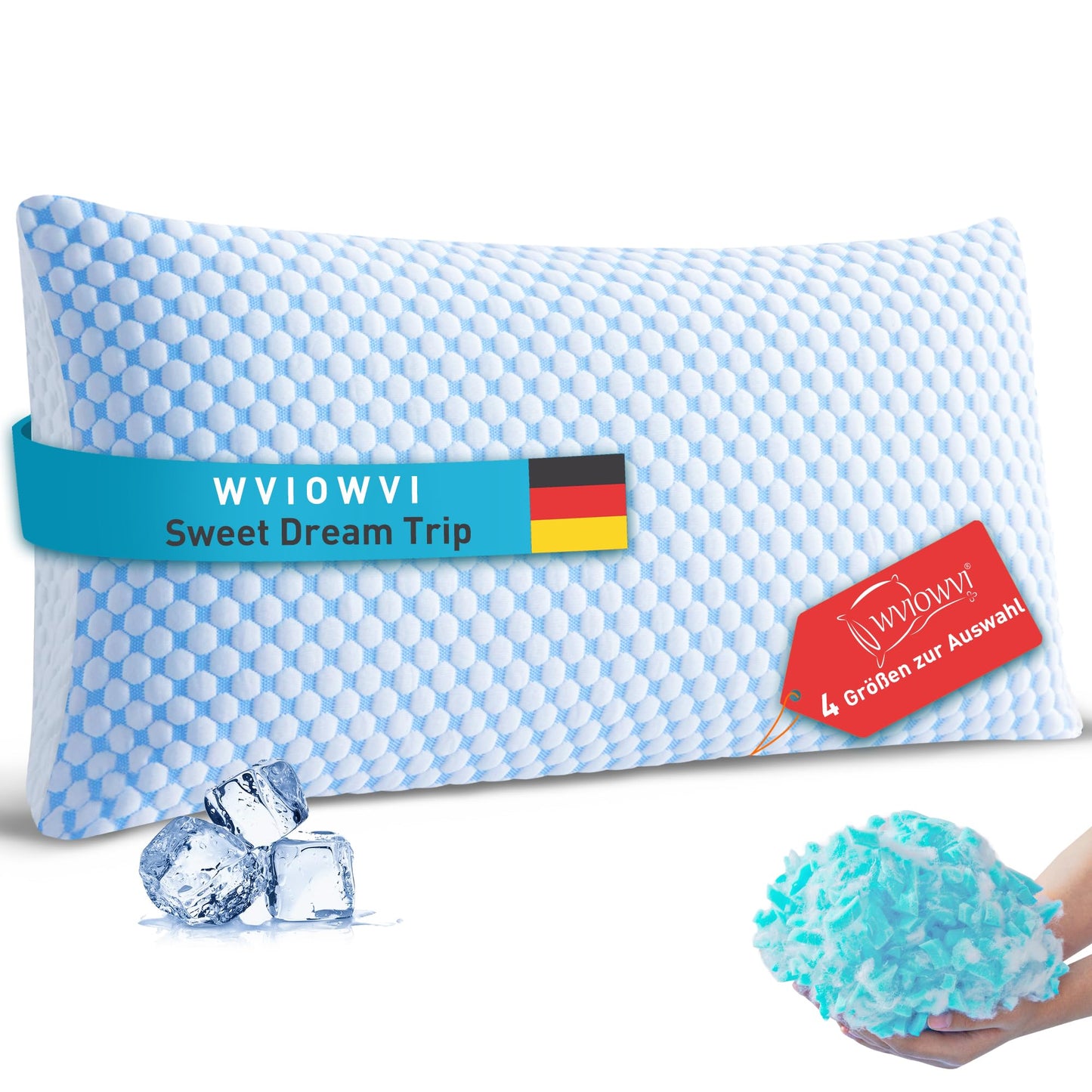 Dzesējošs spilvens WVIOWVI 40x80, ergonomisks Memory Foam spilvens