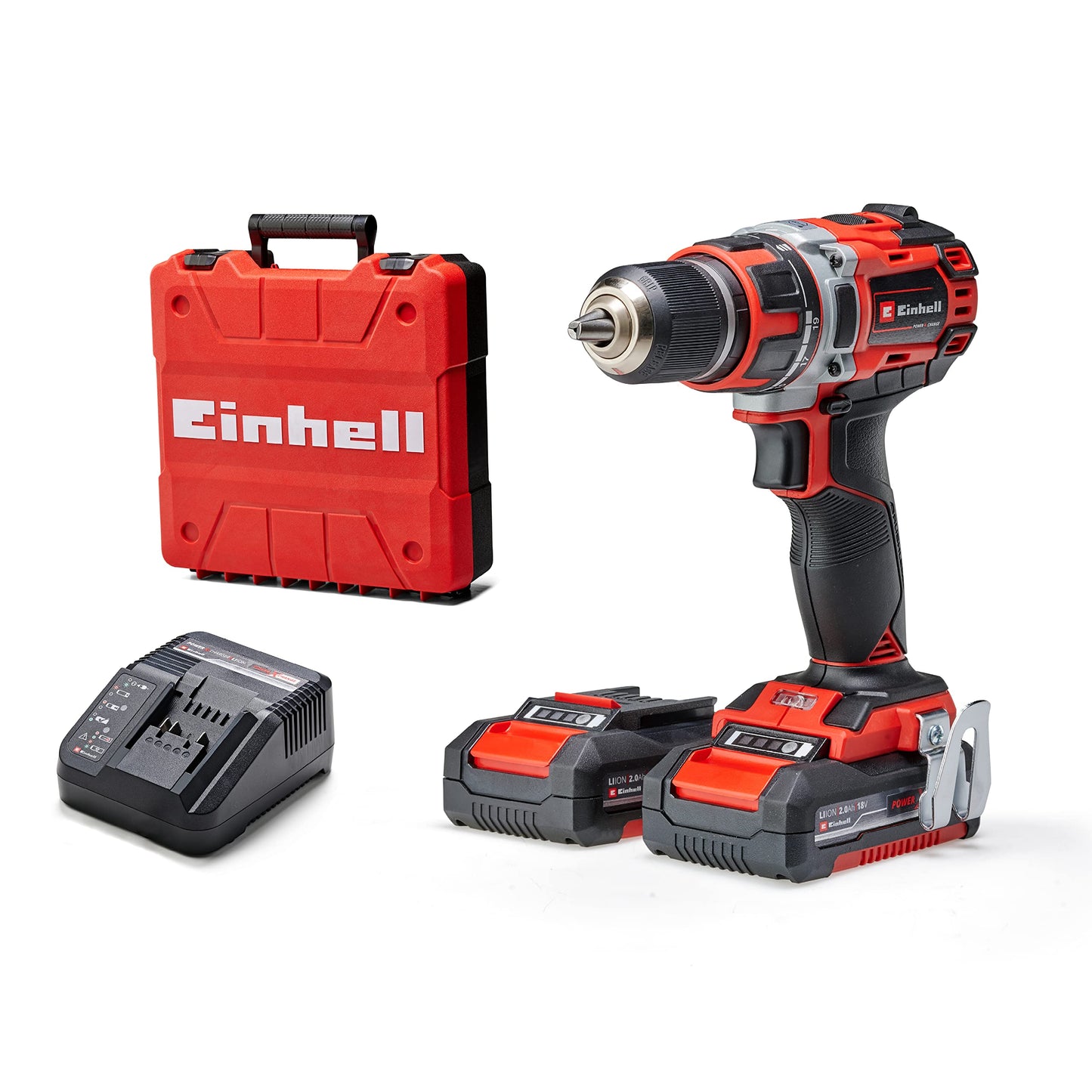 Einhell Professional akumulatora urbjmašīna TP-CD 18/50 Li BL - bezsuku, 50 Nm, 2 ātrumi, 13 mm urbjpatrona, 2x 2,0 Ah akumulatori.
