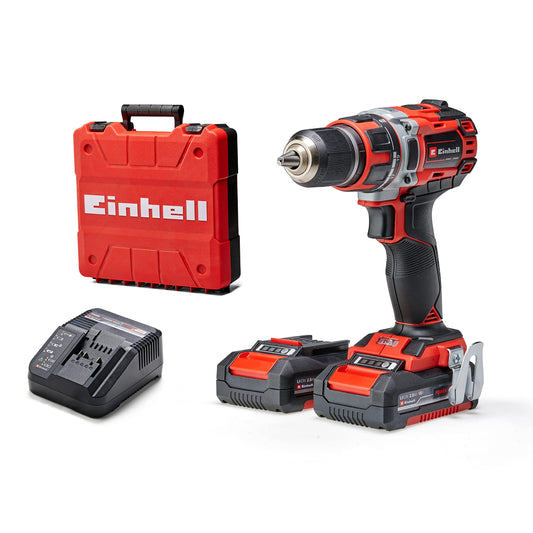 Einhell Professional akumulatora urbjmašīna TP-CD 18/50 Li BL - bezsuku, 50 Nm, 2 ātrumi, 13 mm urbjpatrona, 2x 2,0 Ah akumulatori.