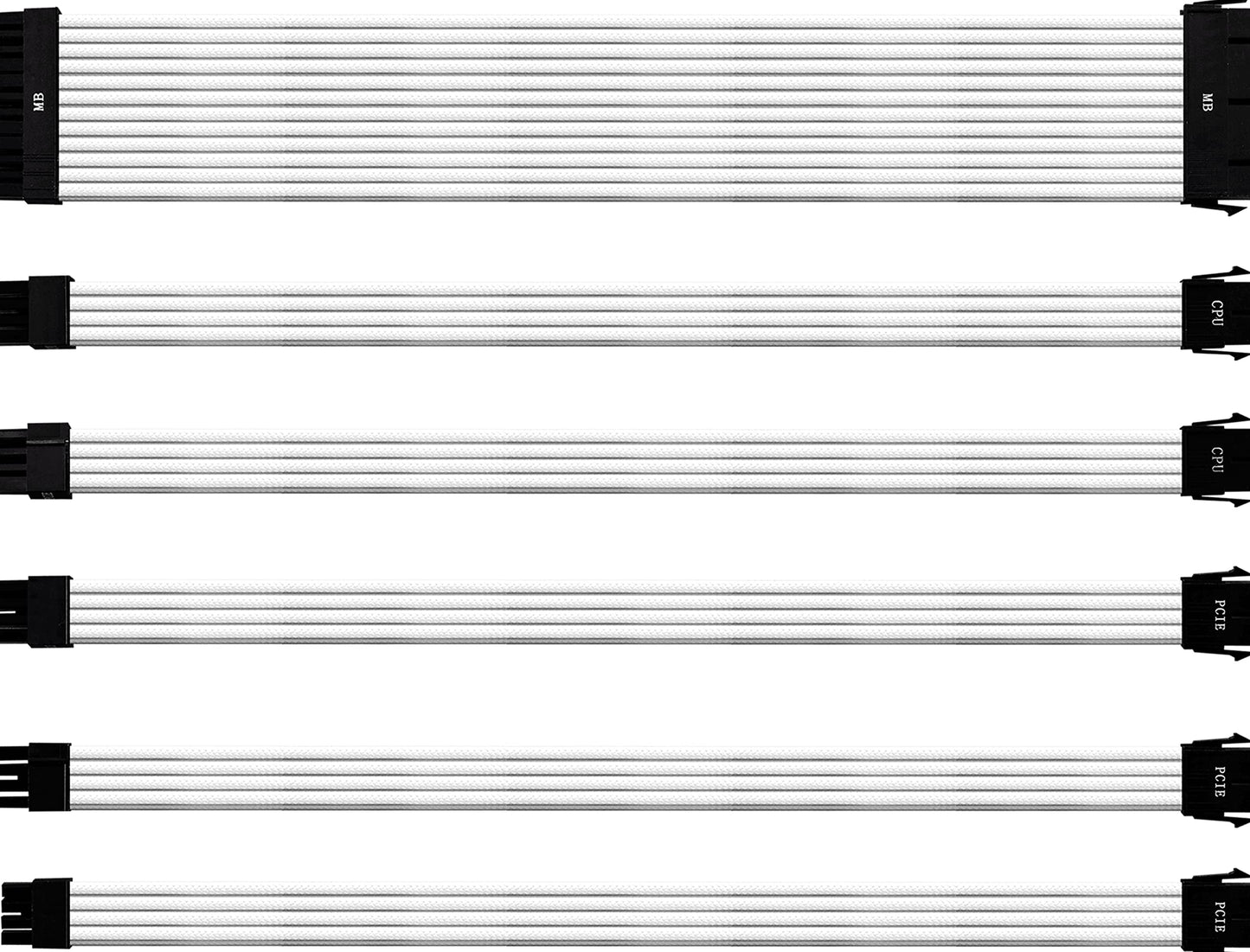 Cooler Master PVC Power Extension Cable Set - 16AWG, 3-layer PVC, ATX compatible, 30cm, supports high-end CPU and GPU systems - White