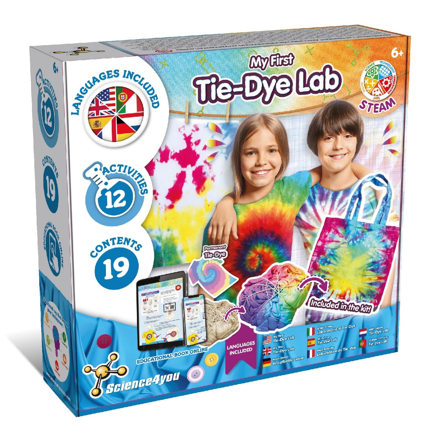 Science4you modes dizaina tie dye komplekts bērniem ar 12 aktivitātēm, STEM rotaļlieta, dāvana bērniem 6 7 8 9+