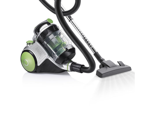 Tristar grīdas putekļsūcējs - multiciklona sistēma, HEPA filtrs, bez maisiņa, 700W, 6m kabelis, daudzfunkcionāla birste, melns, zaļš