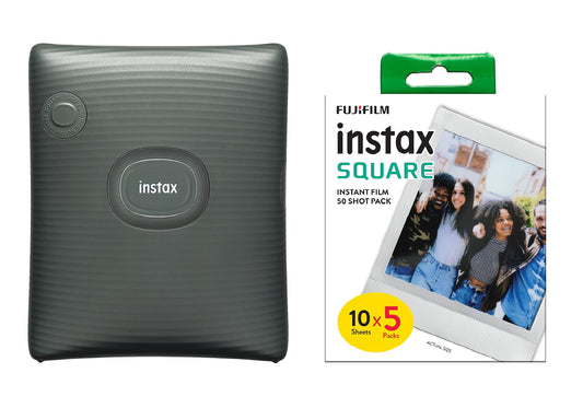 instax Square Link viedtālruņa printeris, Midnight Green Square filma, 5 gabalu iepakojums (5x10 uzņemšanas)