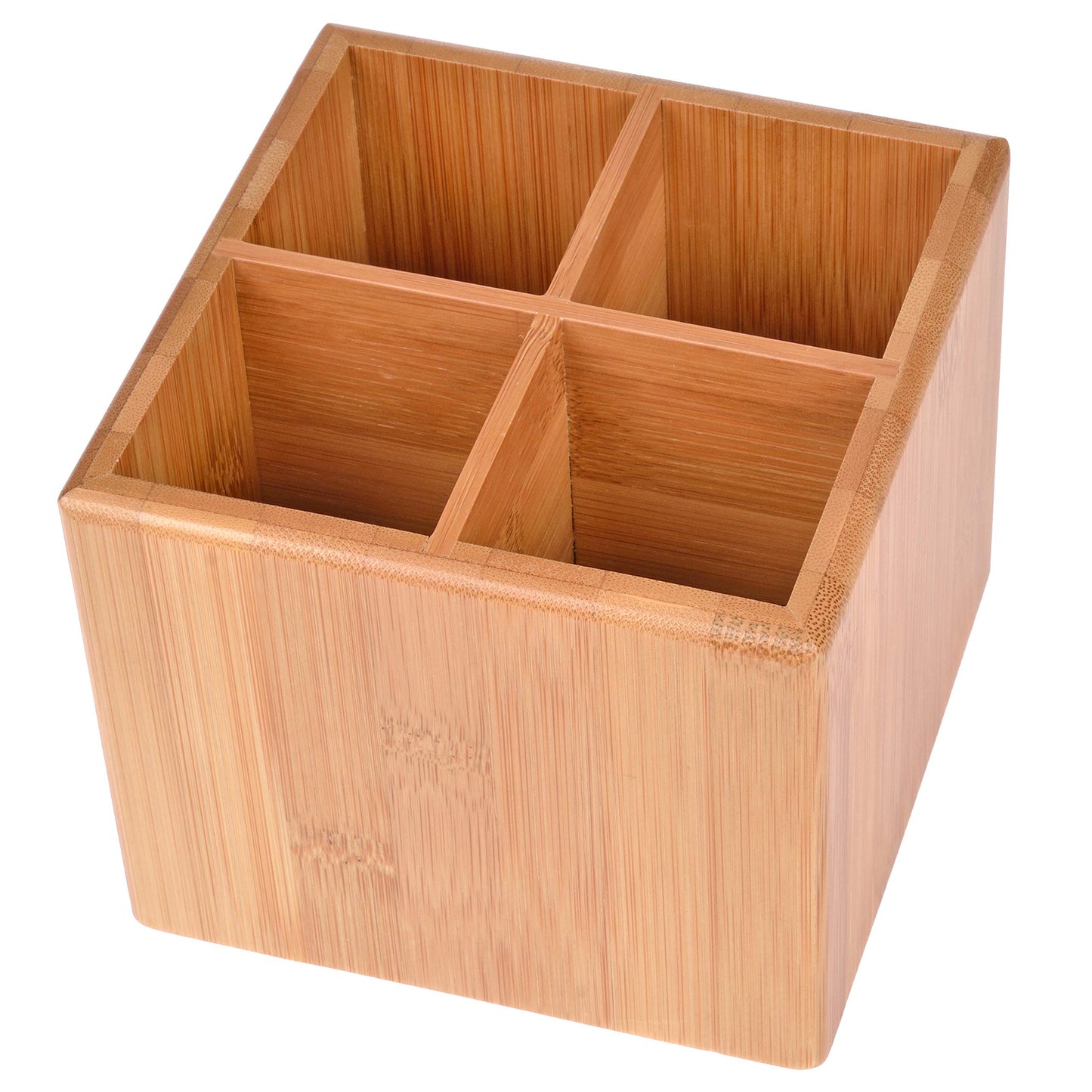 Galda piederumu kaste GRÄWE no bambusa ar 4 nodalījumiem, koka organizators, 12 x 12 x 10 cm