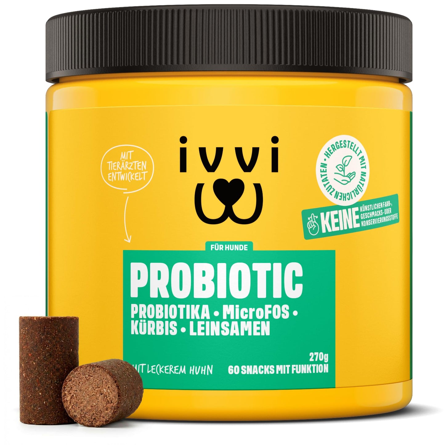 Suņu probiotikas kārumi ivvi PROBIOTIC ar vistu, zarnu mikroflorai, gremošanai un imunitātei, 60 gardumi (270g)