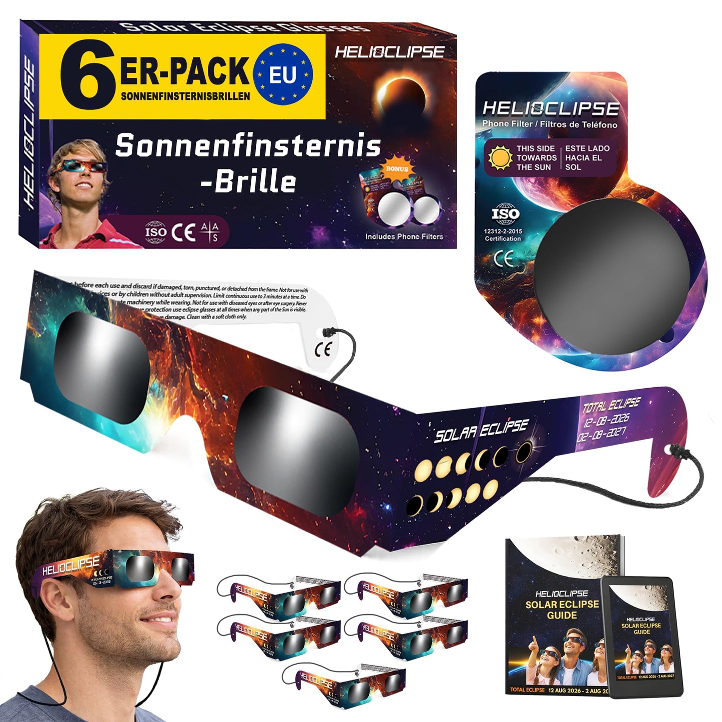 Helioclipse 6 saules aptumsuma brilles ISO 12312-2, brilles saules aptumsumam