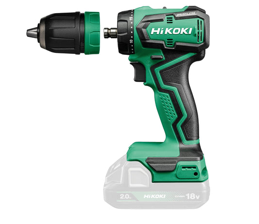 HiKOKI akumulatora urbjmašīna DS18DDQ - 18V, 55 Nm, 0-1700 min-1, 1.5-13 mm spriegojuma diapazons, kartonā, bez akumulatora.