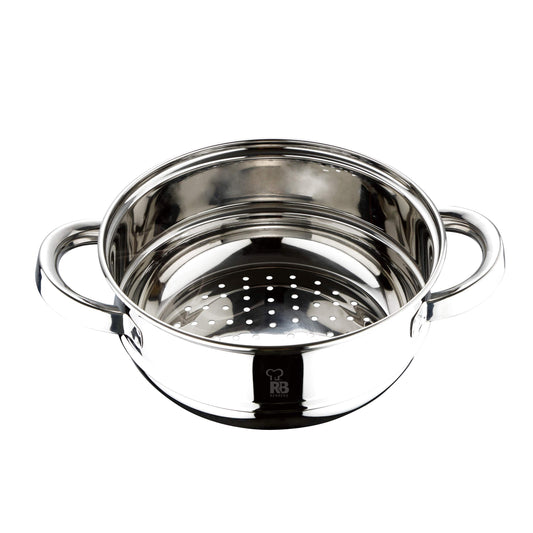 RB Renberg Steam Chef - 18 cm stainless steel steamer pot with shiny finish and hollow handle, induction compatible.