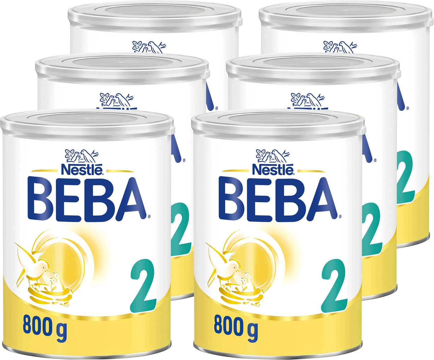 Pēcpiena maisījums BEBA 2 – pēc 6. mēneša, ar HMO un DHA, bērnu barība (6x800g)