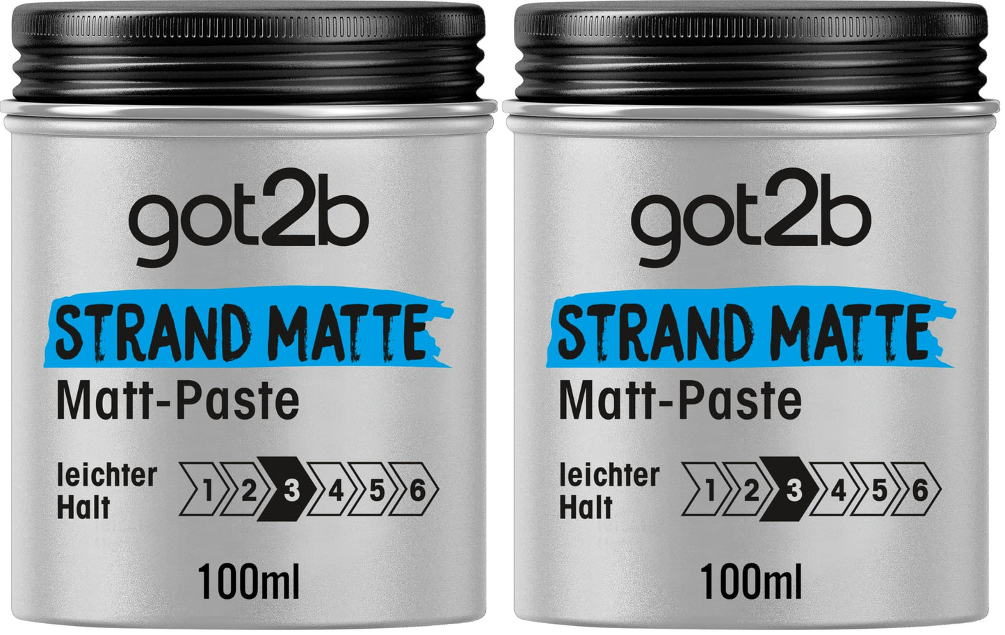 Matēta matu pasta Got2b Strand Matte, 100 ml, pludmales stila frizūrām, teksturēšanai un matu savaldīšanai, viegla fiksācija, 2 gab.