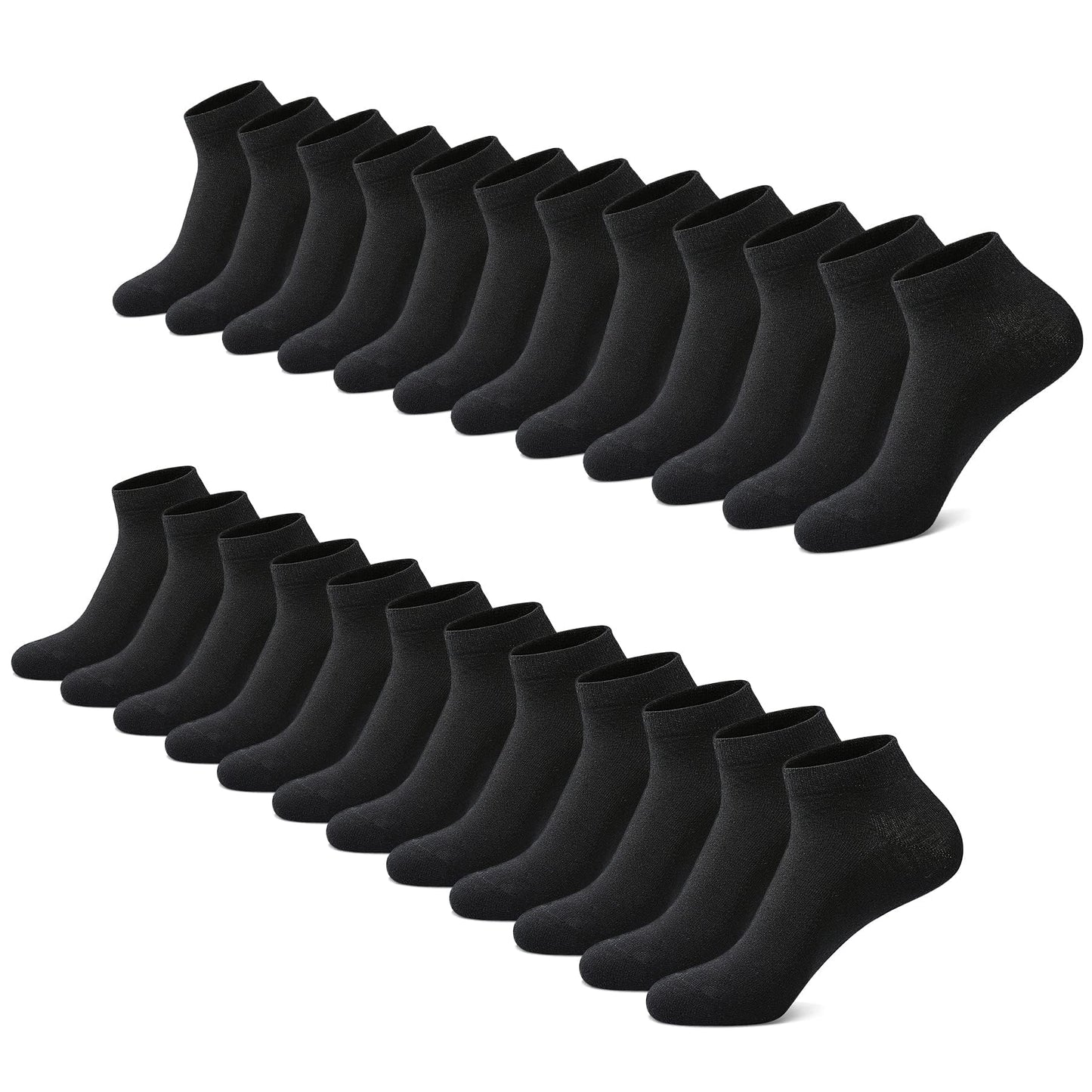 Sporta zeķes FALARY Sneaker Socken Herren Damen, 12 pāri, īsās puszeķes, kokvilna, melnas, 43-46