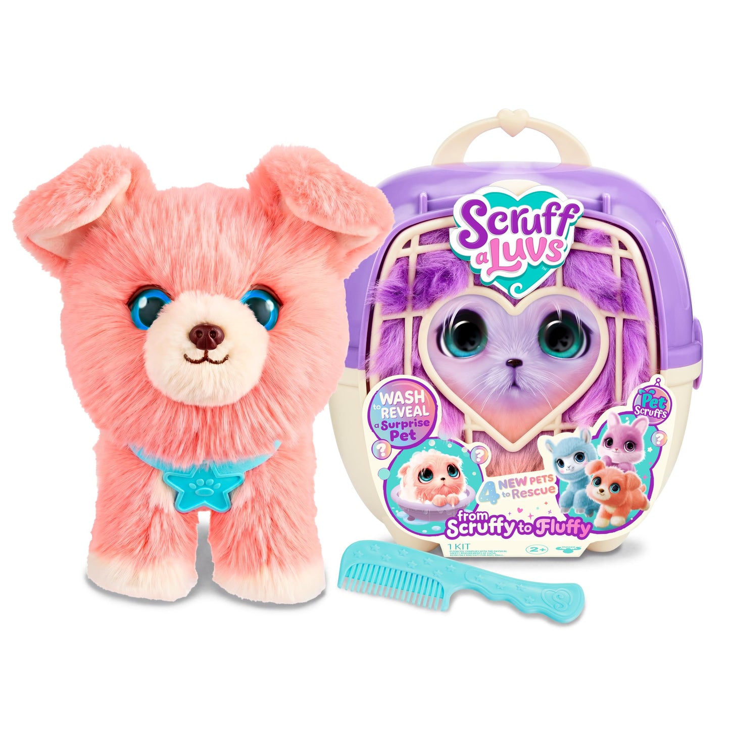 SCRUFFALUVS oranžs kucēns Scruff, pārsteiguma plīša rotaļlieta, 19 cm
