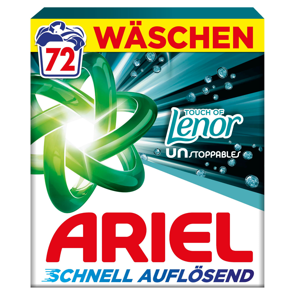 Ariel universālais veļas pulveris Touch of Lenor Unstoppables, 72 mazgāšanas reizes