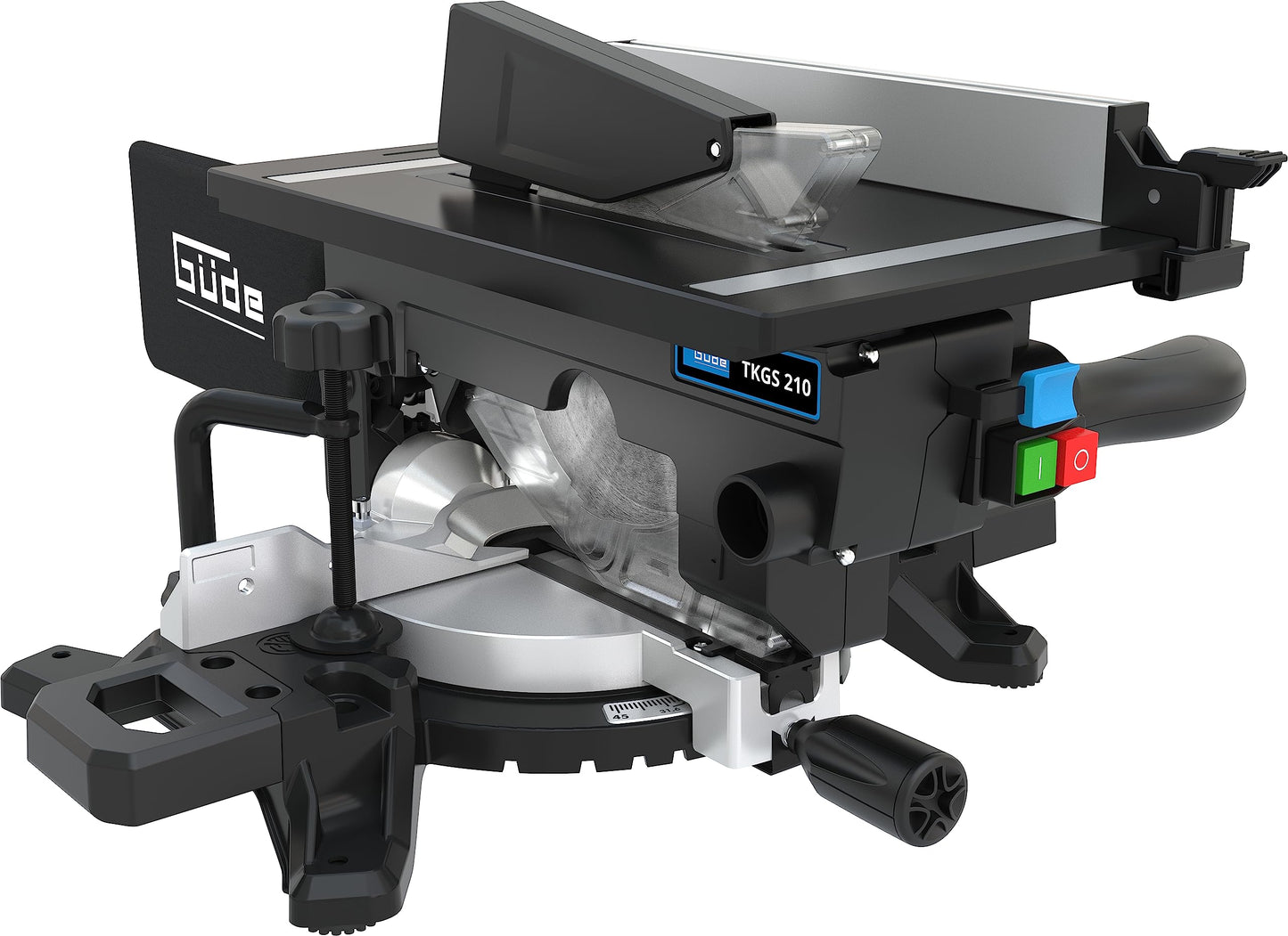 Güde galda un kapu zāģis TKGS 210 - 2-in-1, 1500W, 210mm blade, laser guide, table and miter saw functionality.