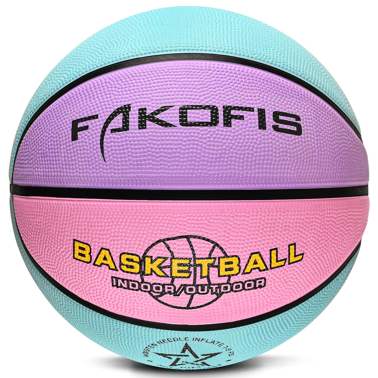 Basketbola bumba FAKOFIS, 5. izmērs, āra/iekštelpu, ielu basketbols, zils/rozā/violets
