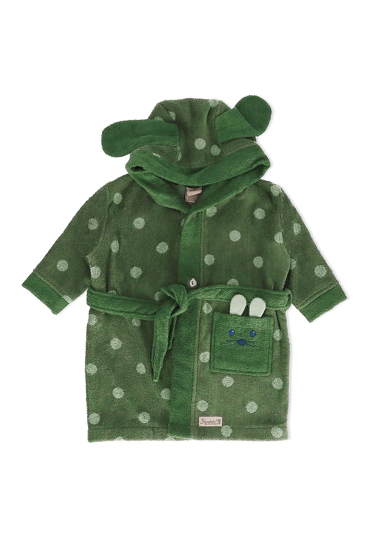 Bērnu peldmētelis Sterntaler Baby Unisex Bademantel Kinni, bioloģiska kokvilna, tumši zaļš, 98/104