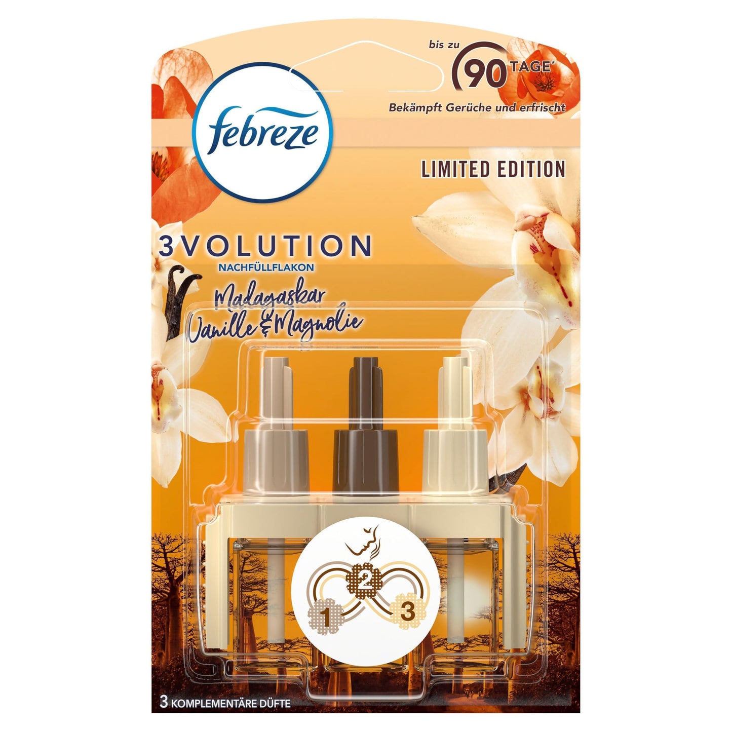 Febreze 3Volution vaniļas aromāta kontaktdifuzora uzpilde 20ml, istabas smarža un gaisa atsvaidzinātājs