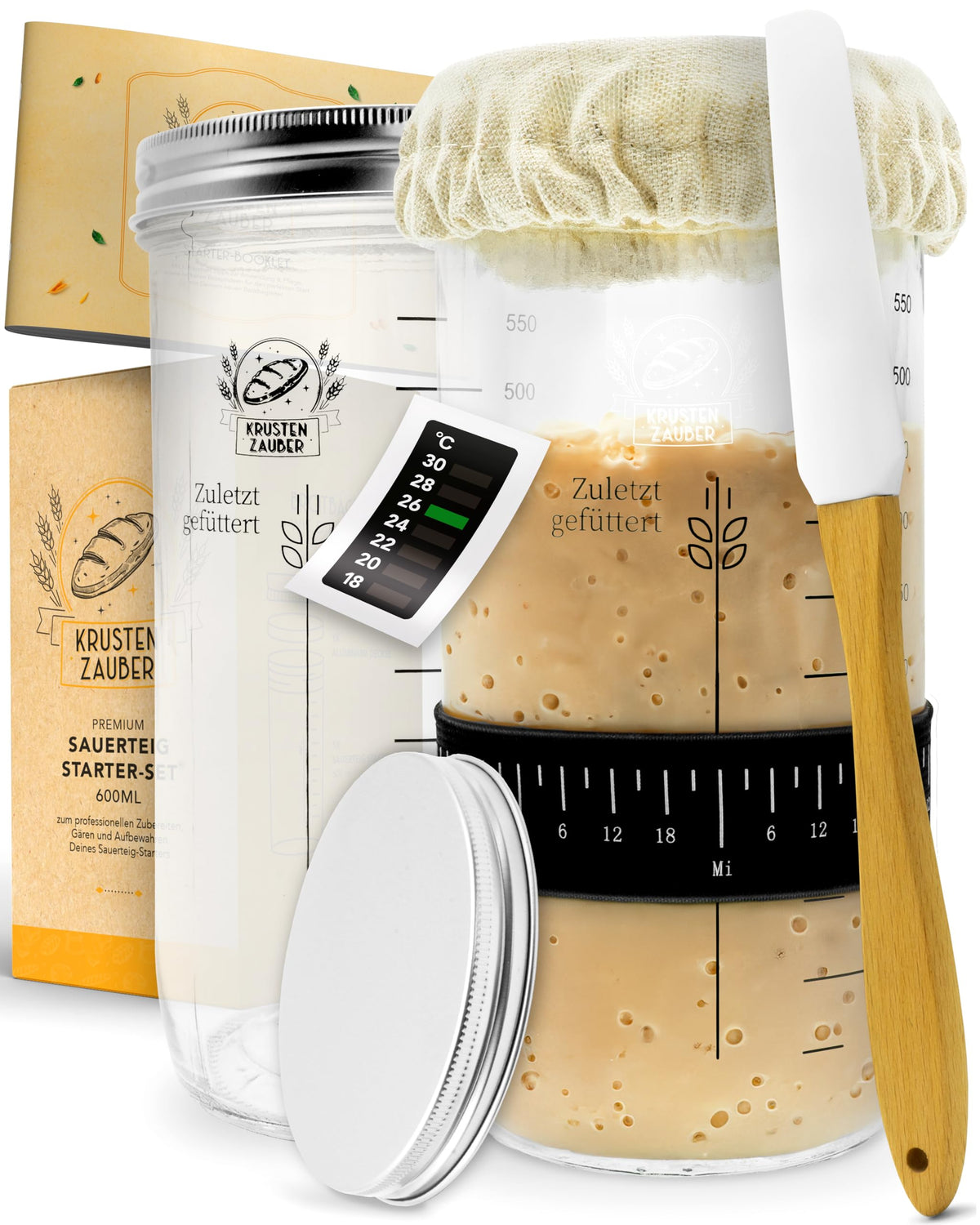 Sourdough starter set KRUSTENZAUBER ar 2x 600 ml raudzēšanas burkām