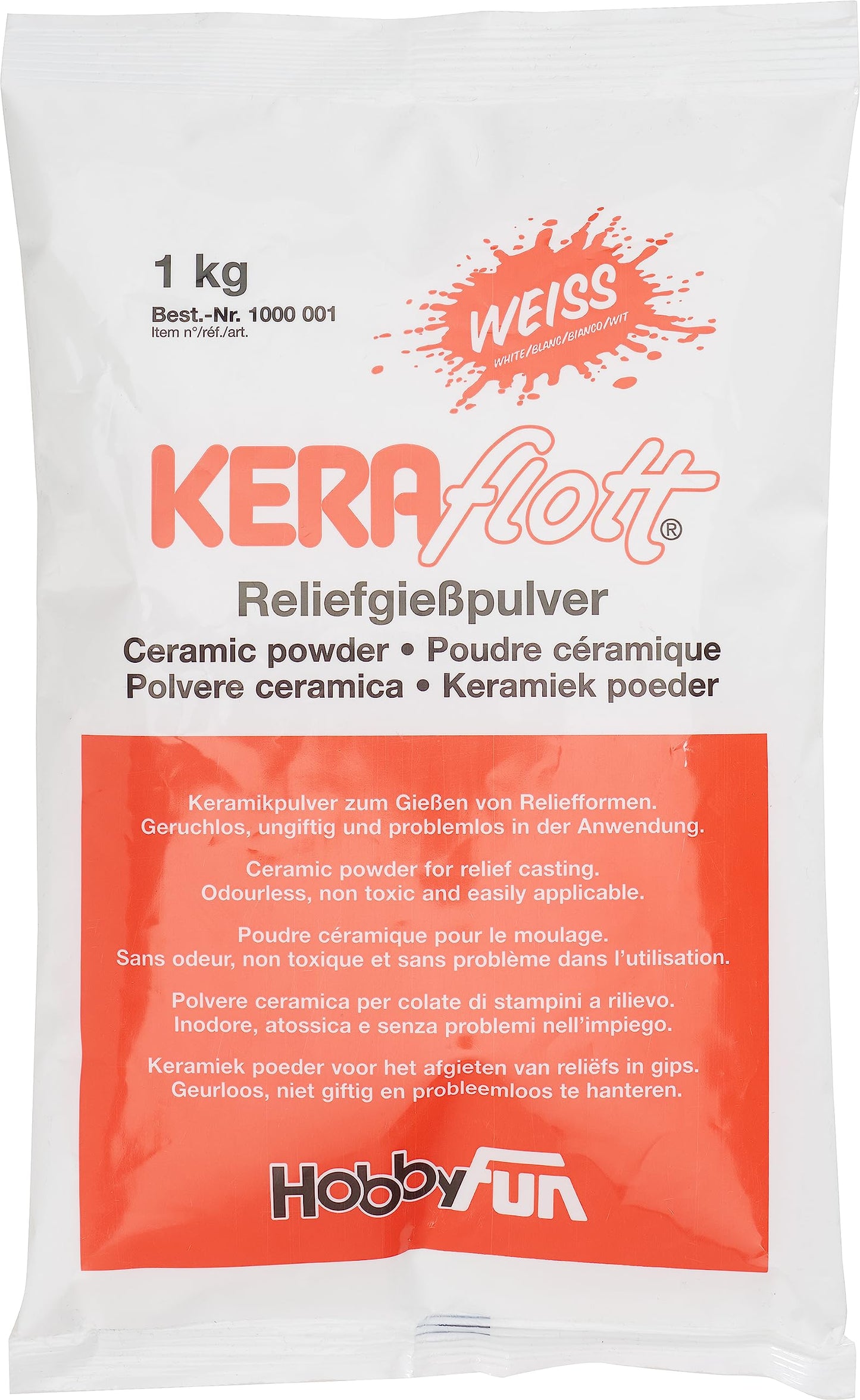 Reljefa liešanas masa Keraflott, balts keramikas pulveris, bez smaržas, 1 kg