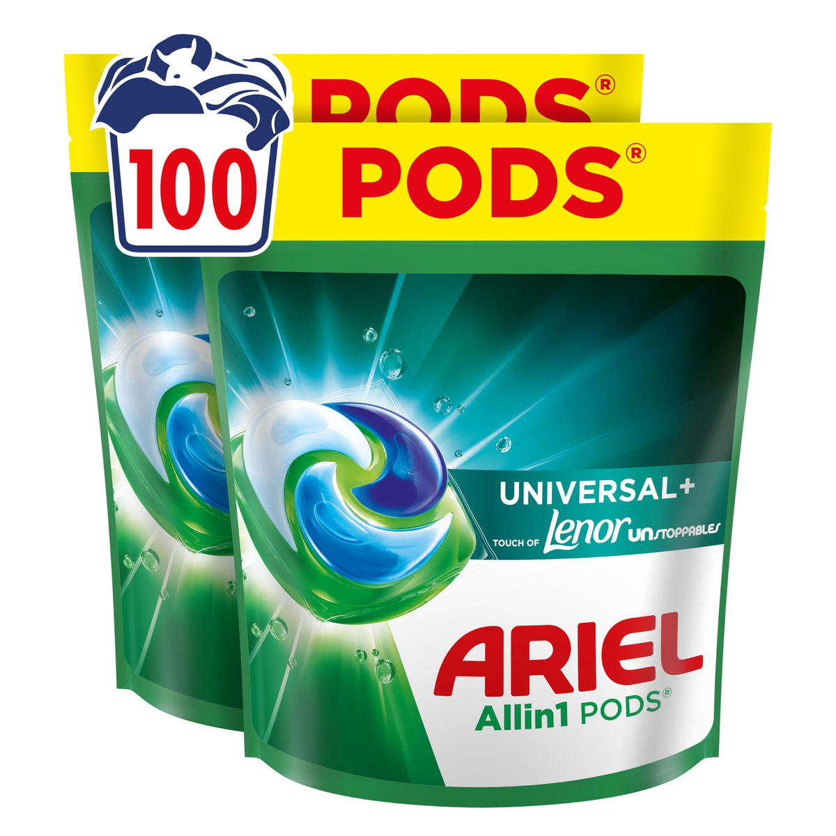 Veļas mazgāšanas kapsulas Ariel Touch of Lenor Unstoppables Universal, 100 mazgāšanas reizēm