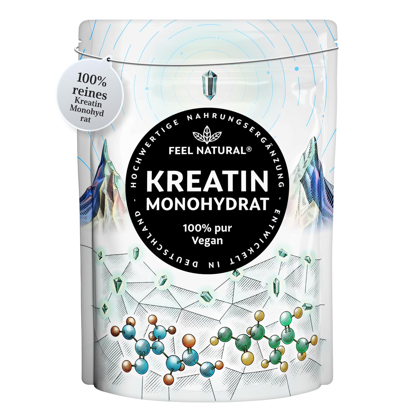 Kreatīns monohidrāts, 500g ultrasmalks pulveris, 147 porcijas tīra kreatīna, augstas devas, vegāns, bez liekām piedevām, izstrādāts un laboratoriski pārbaudīts Vācijā