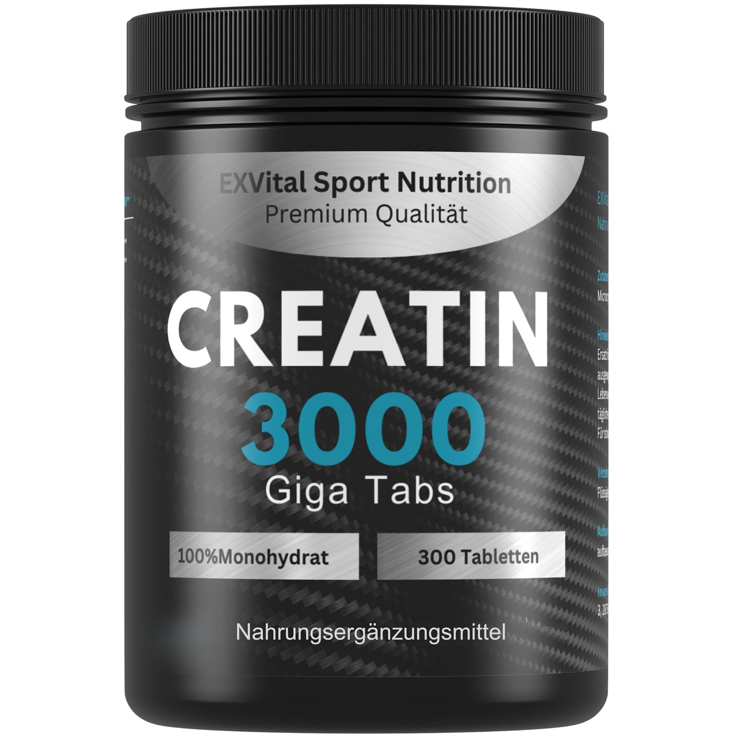 Kreatīns Creatin 3000 Giga Tabs 3450 mg kreatīna monohidrāta dienas devā, 300 vegānas tabletes, alternatīva kreatīna kapsulām un pulverim, treniņiem, sportam, fitnesam