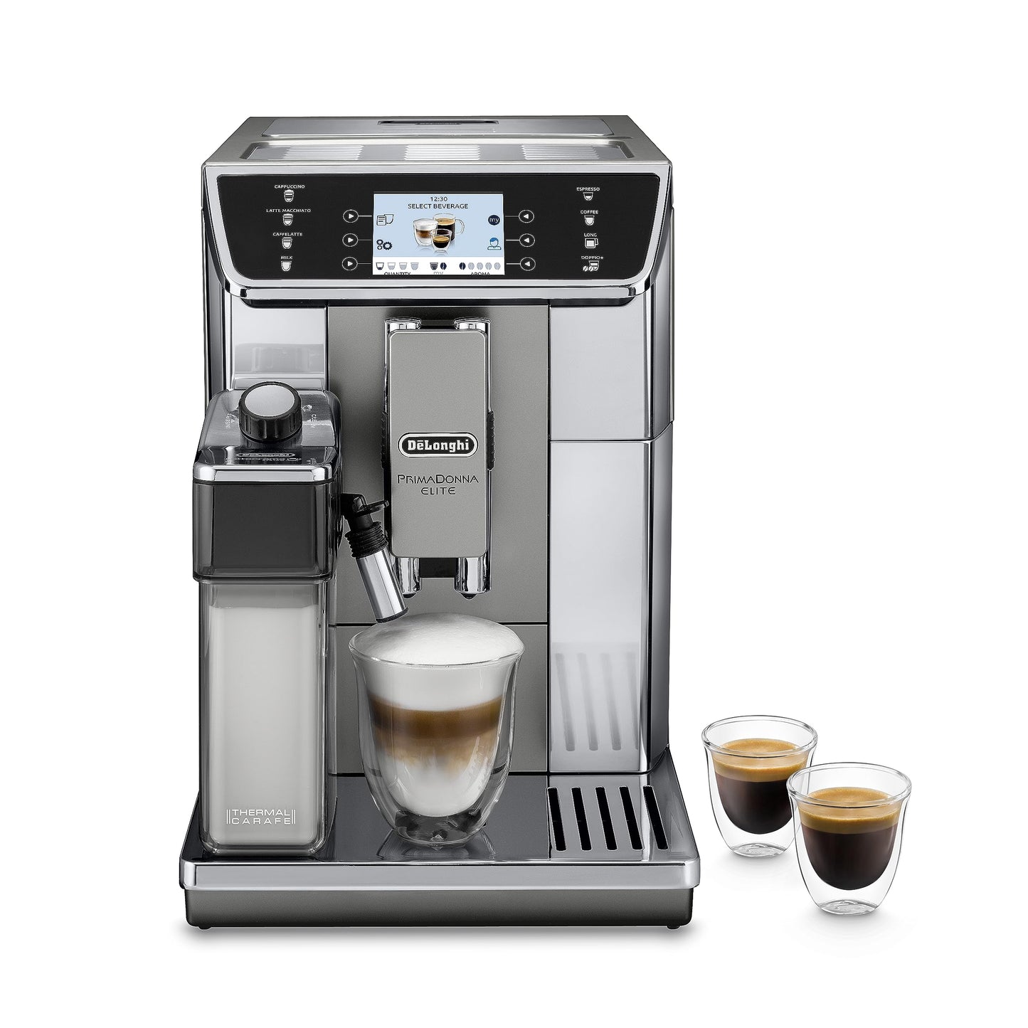 De'Longhi PrimaDonna Elite ECAM 656.55.MS - pilnībā automātiska kafijas automāts, LatteCrema, TFT skārienekrāns, nerūsējošais tērauds