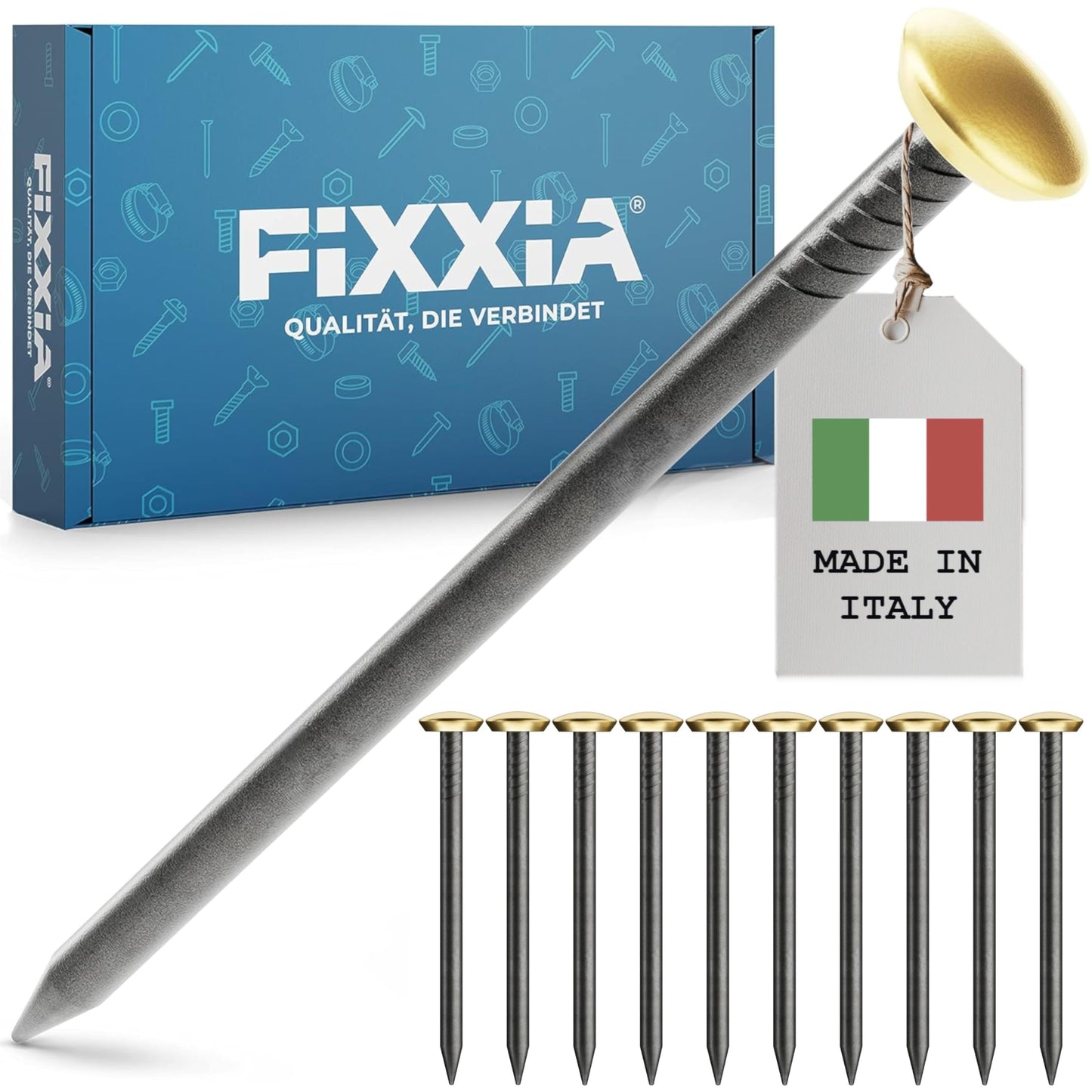 Attēlu naglas FIXXIA ar vai bez iedzīšanas palīga, 30 gab., ø2mm, zelta dekora galva, 30mm