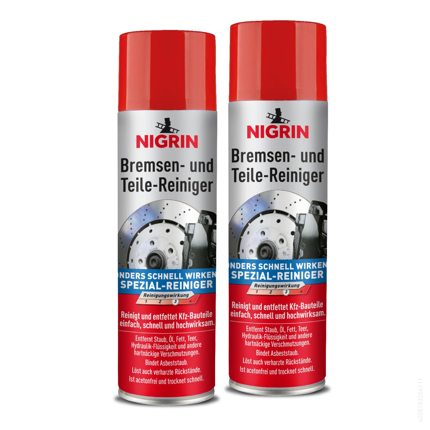 NIGRIN bremžu tīrītājs un detaļu tīrītājs, motora un mehānismu attaukošanai, 2x 500 ml aerosols