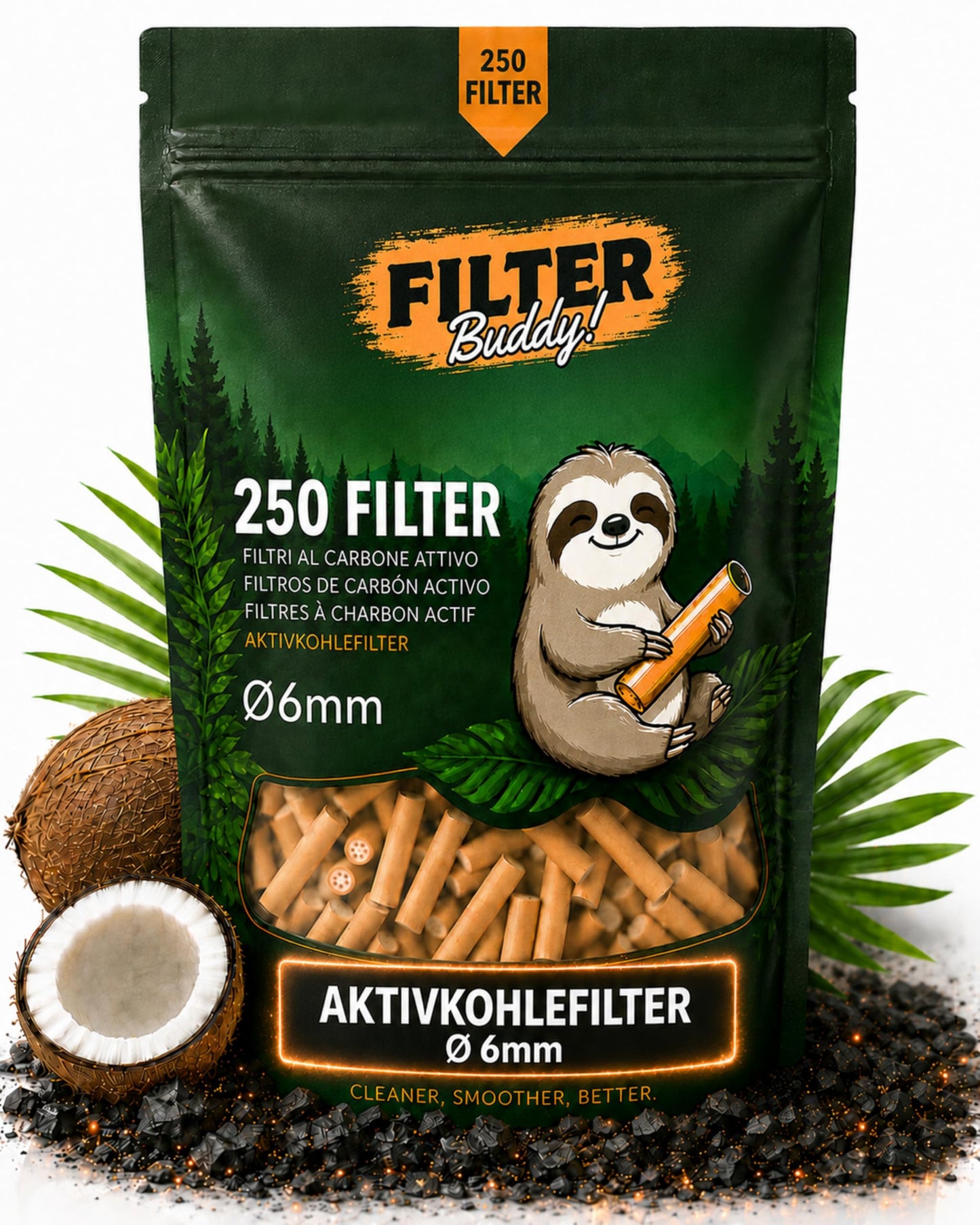 Aktīvās ogles filtrs 6mm I 250 aktivās ogles filtri no kokosriekstu ogles I keramikas vāciņi