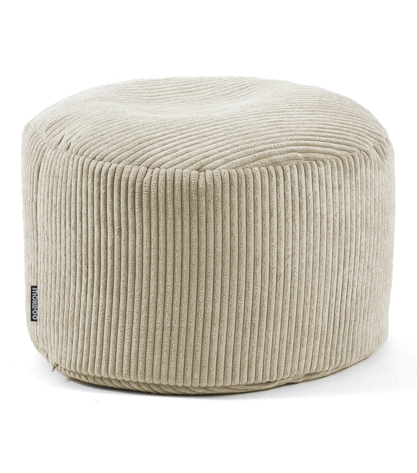 Pufs mokebo no korduroja 'Der Faule Lenz' (30x50 cm), poufs, grīdas spilvens, mīksts iekštelpu sēžamais, pufiņš ar EPS lodīšu pildījumu, kāju balsts bēšs