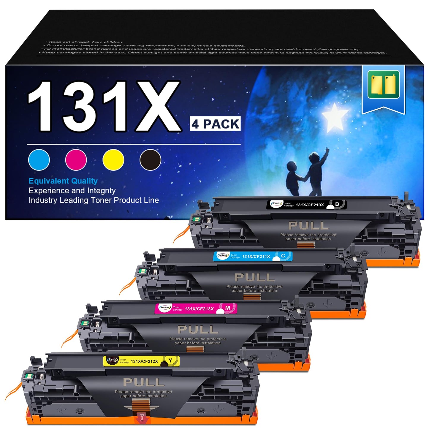 RUDGUZ 131X toner - Compatible with HP 131A, includes black, cyan, yellow, magenta, for Laserjet 200 MFP M276nw.