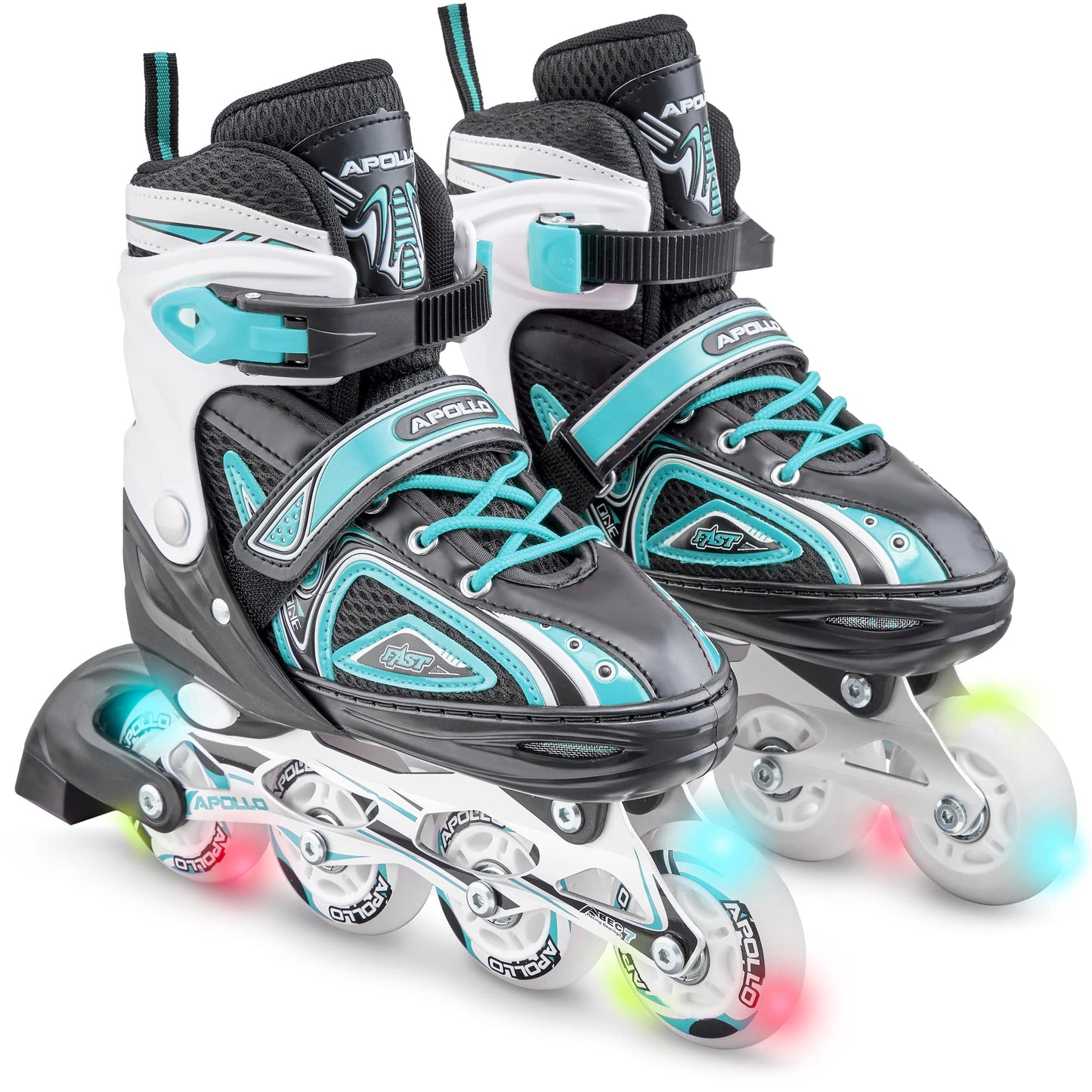 Bērnu regulējamas skrituļslidas Apollo Super Blades ar LED riteņiem, tirkīza krāsā, S (31-34)