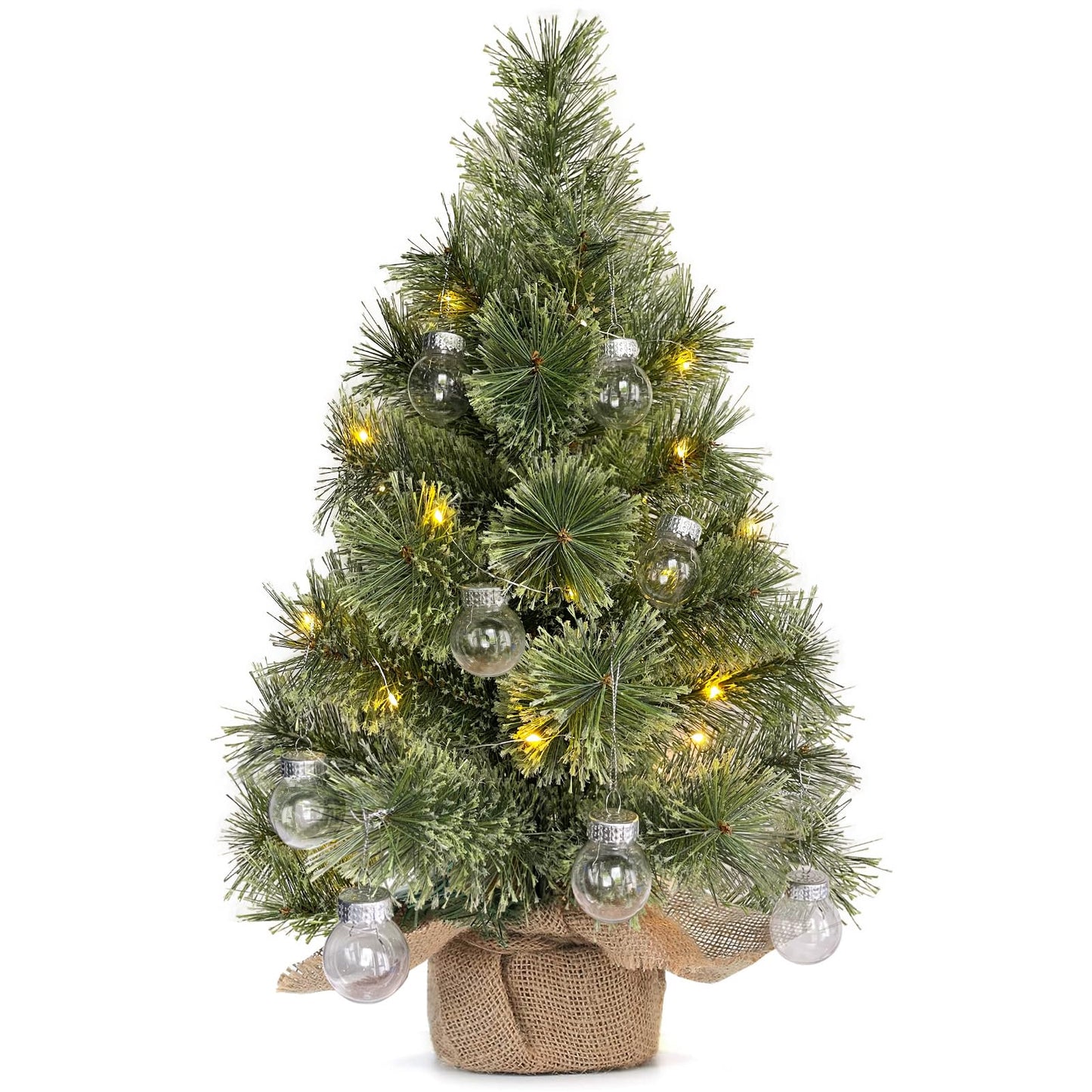 Mākslīgā Ziemassvētku eglīte ar apgaismojumu 60cm, galda Ziemassvētku dekors birojam, maza galda eglīte ar Ziemassvētku bumbiņām un LED virteni, Christmas Tree with LED, egle skatlogam, mājai