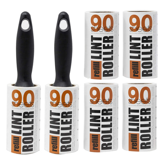 Redberry augstas kvalitātes pūkainu ruļļu un papildinājumu komplekts — 2 rokturi un 6 ruļļi pa 90 lapām — noņem dzīvnieku matus, pūkas un putekļus no apģērba, mīkstajām mēbelēm un paklājiem (81 m, kopā 540 lapas)