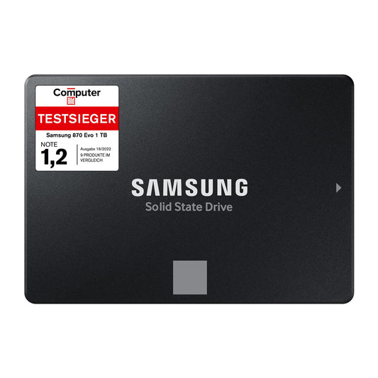 Samsung 870 EVO SSD - 1TB, 560MB/s read, 530MB/s write, internal SATA III drive for fast data transfer, MZ-77E1T0B/EU