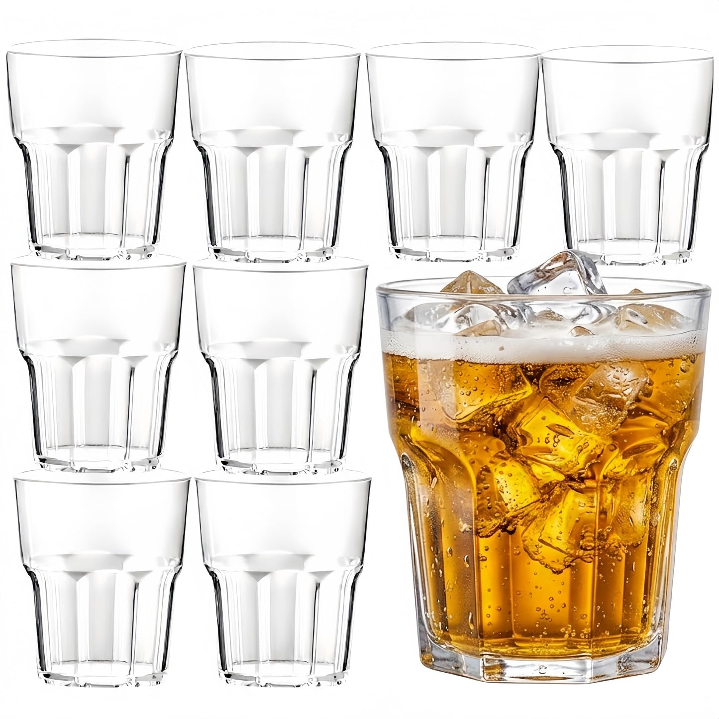 Plastmasas ūdens glāzes Küchera, 8 gab., 260ml, akrila dzeramās glāzes, piemērotas trauku mazgājamai mašīnai, bez BPA, alus, viskija un kokteiļu glāzes, atkārtoti lietojamas