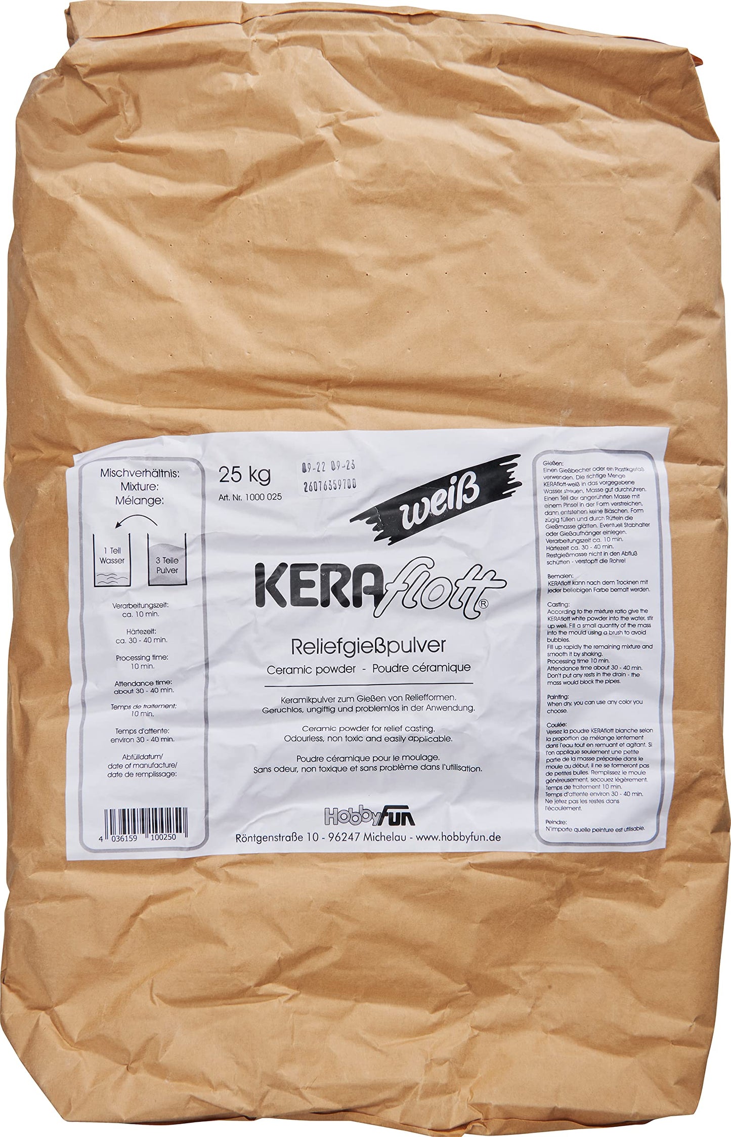 Keraflott liešanas masa, balta, 25kg maiss