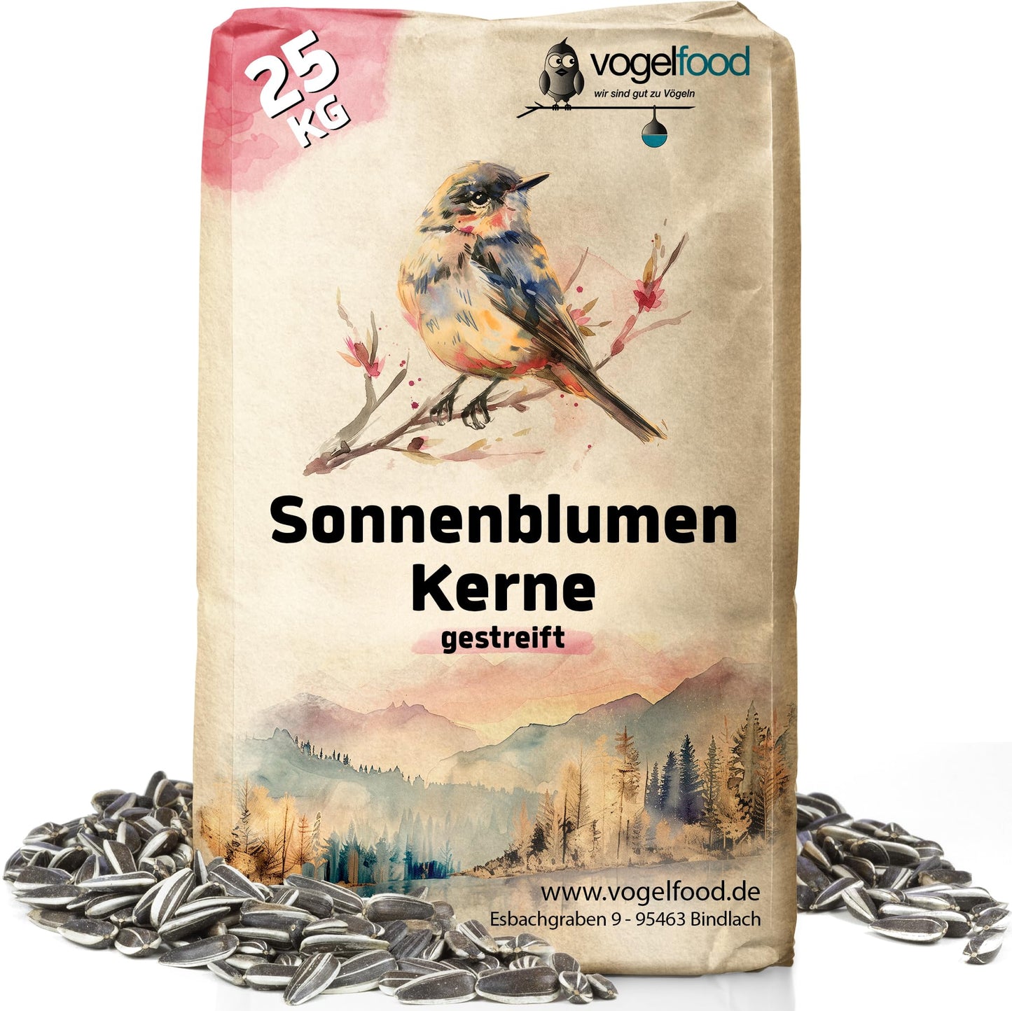 Vogelfood svītrainas saulespuķu sēklas Vogelfood 25 kg
