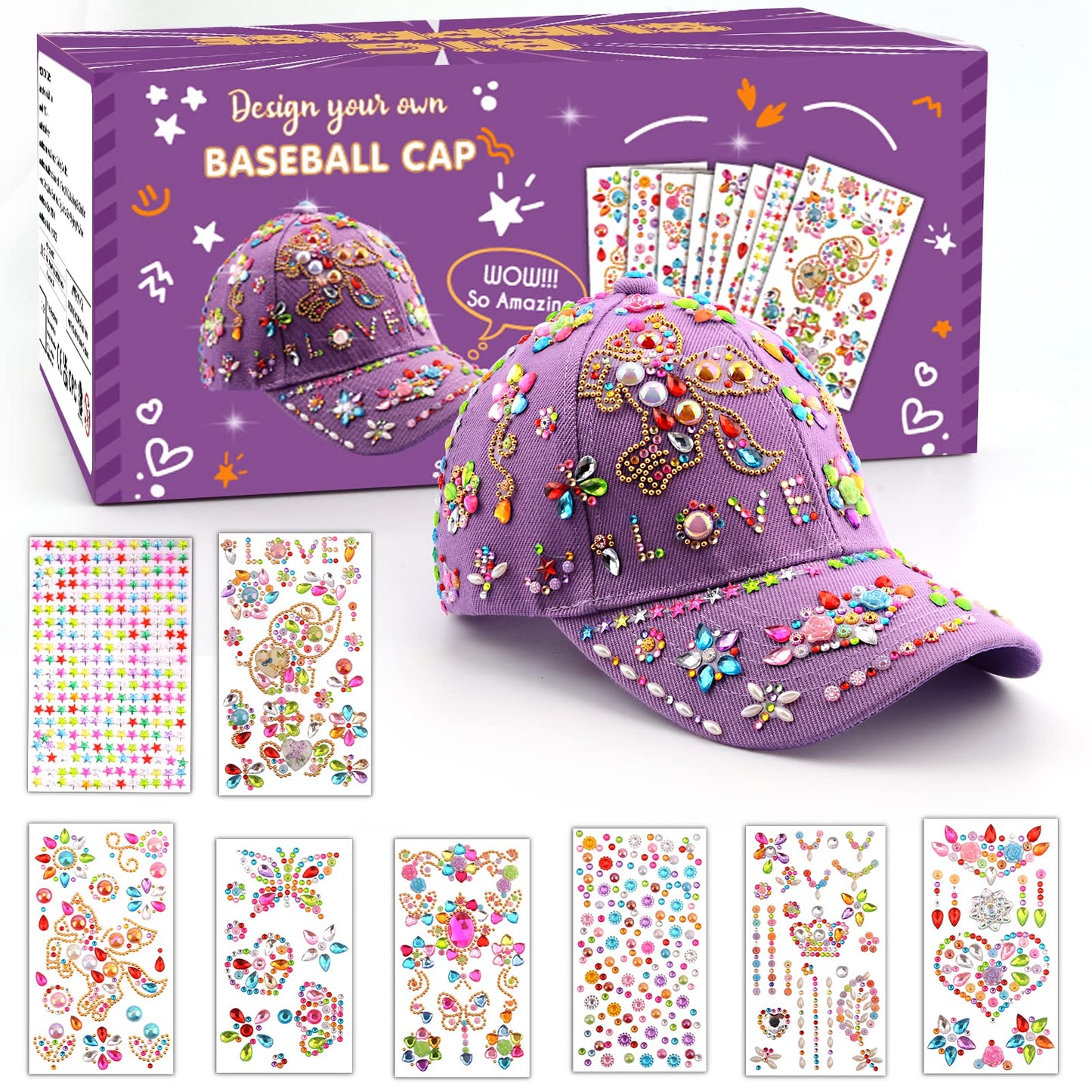 Dāvana meitenēm 5 6 7 8 9 10 11 gadiem DIY beisbola cepure, skolas gaita