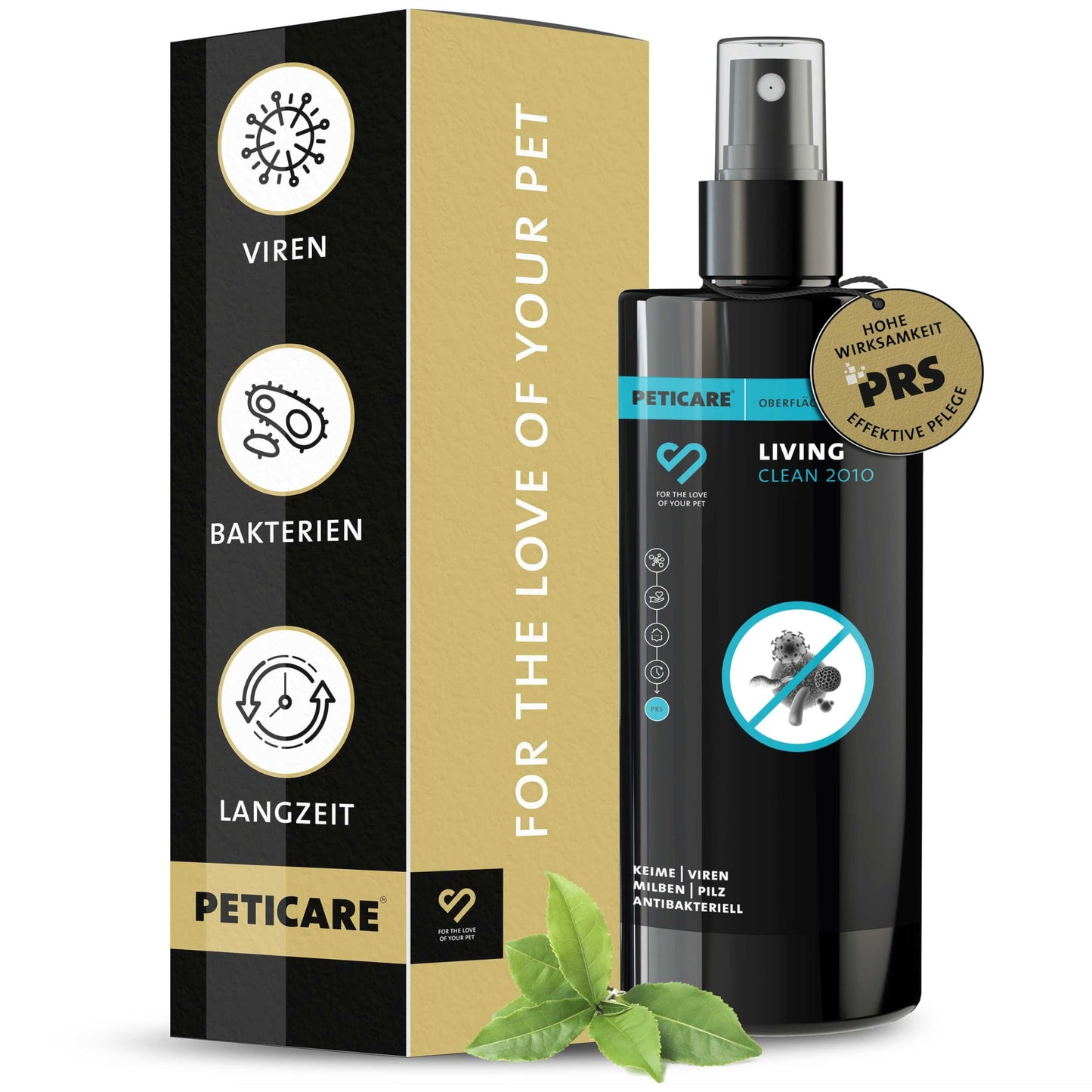 Dezinfekcijas līdzeklis Peticare LivingClean 2010, pretmikrobu iedarbība pret vīrusiem, baktērijām, mikrobiem, dezinfekcijas aerosols pret sēnītēm un ērcēm