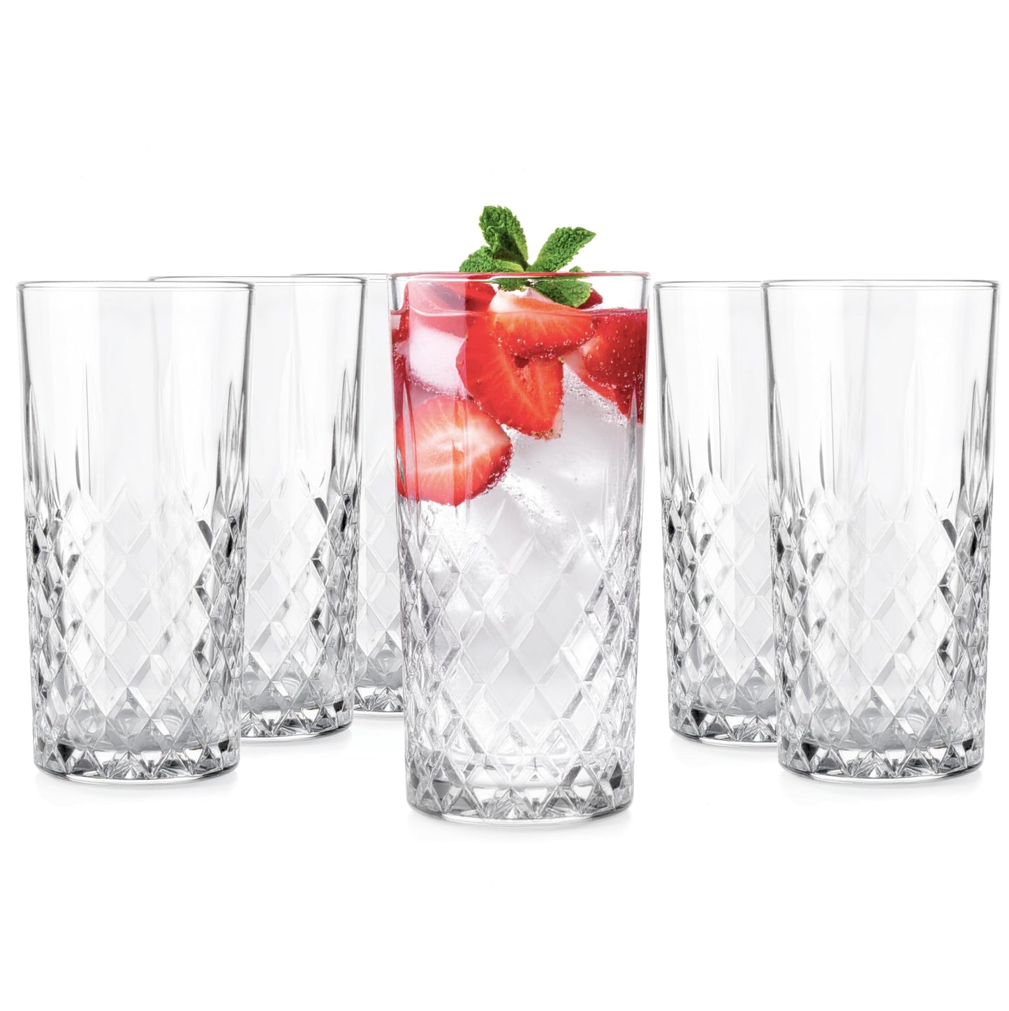 Glasmark Krosno dzeramglāzes, longdrink glāzes, kokteiļglāzes, džina glāzes 6 x 300ml, caurspīdīgas ar kristāla efektu
