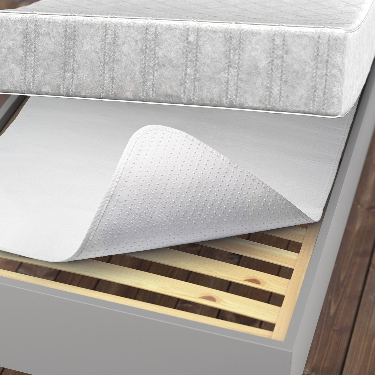 LILENO HOME matrača paklājiņš 200x200 cm - līstes rāmja matrača aizsargs ar pretslīdes punktiem