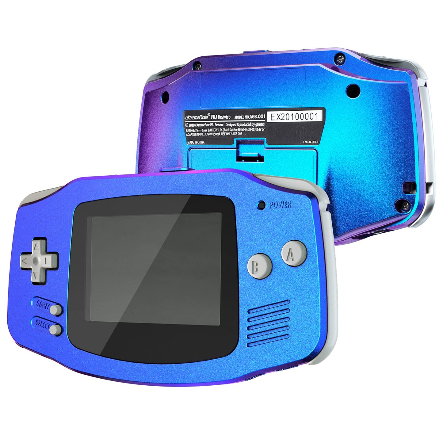 Gameboy Advance korpuss un pogas, eXtremeRate IPS Ready Upgrade Full Shell & Button, DIY maiņas komplekts GBA IPS/Standard-LCD, Lila Blau