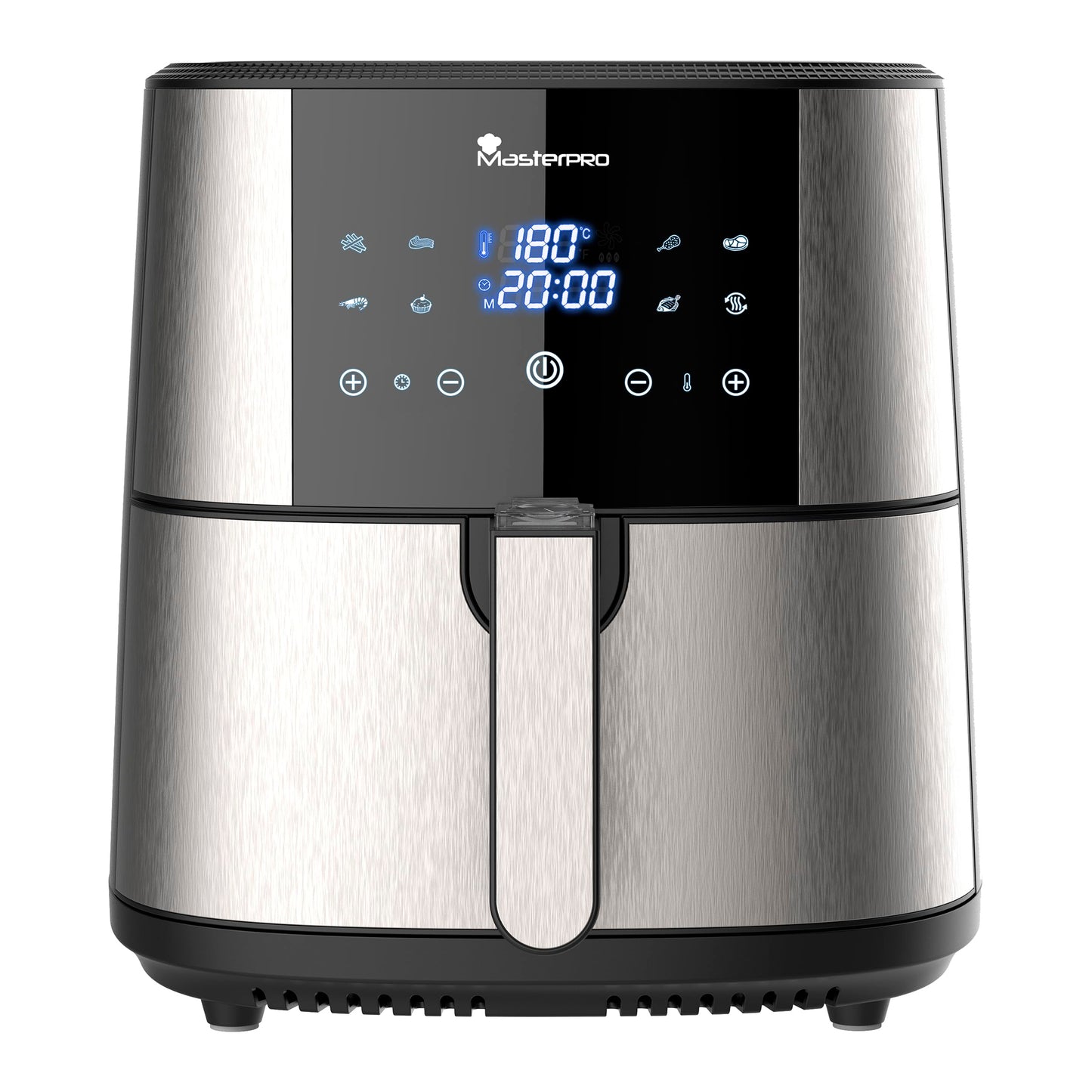 MasterPRO ROCKET 600 - PFAS-free 6L air fryer, 1800W, CERATECH coating, LED touchscreen, adjustable thermostat 80-200°C.