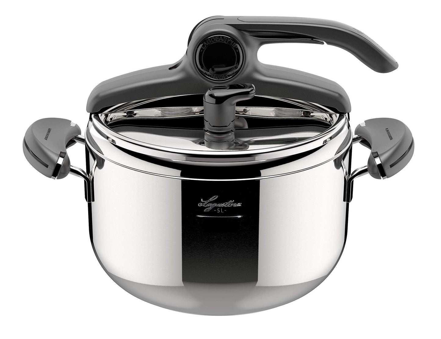 Lagostina Mia Lagoeasy'Up - 22 cm stainless steel pot with silver finish and easy-lift lid.