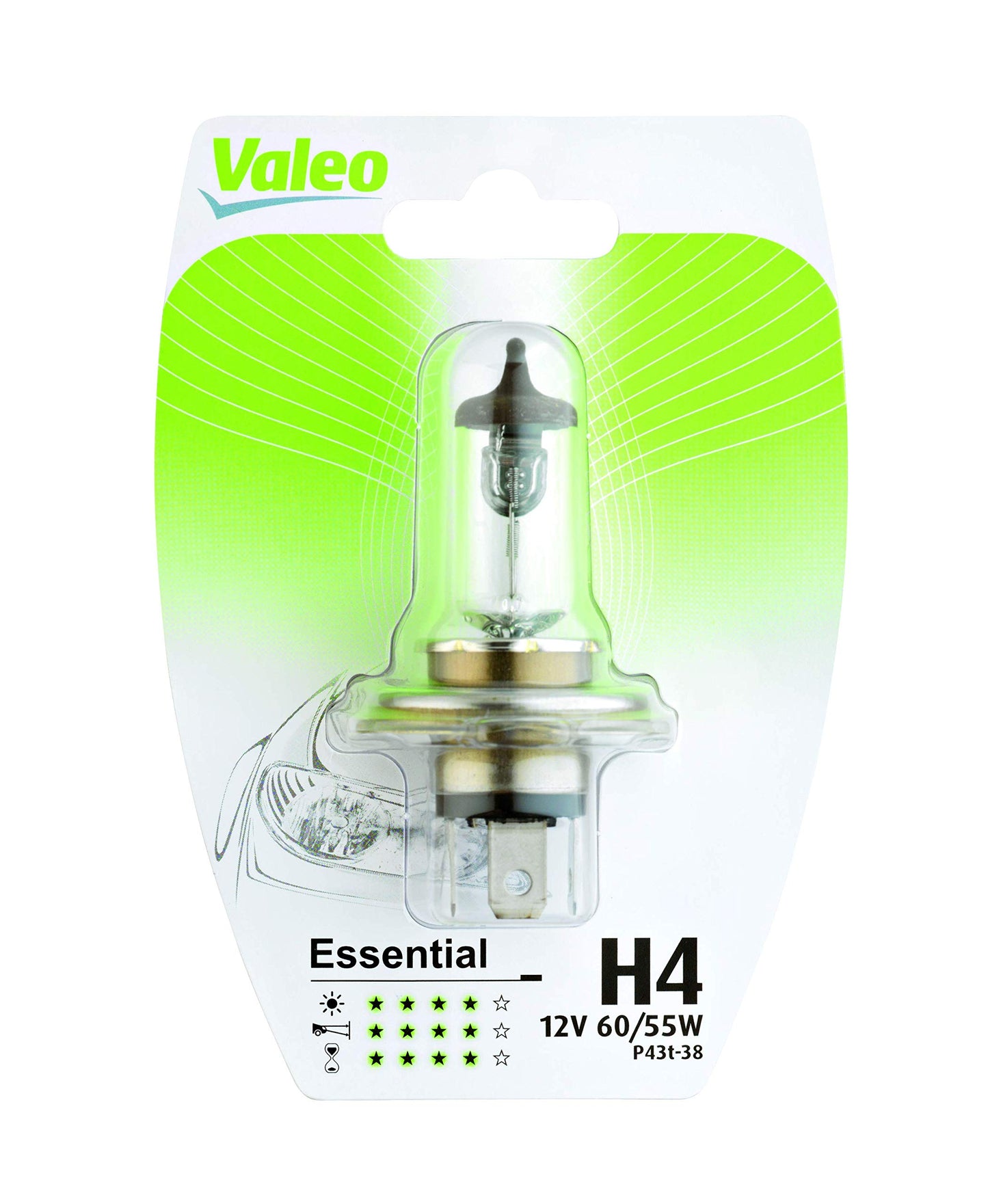 Valeo Halogēna spuldze, H4-Essential-Blister x1, 32006
