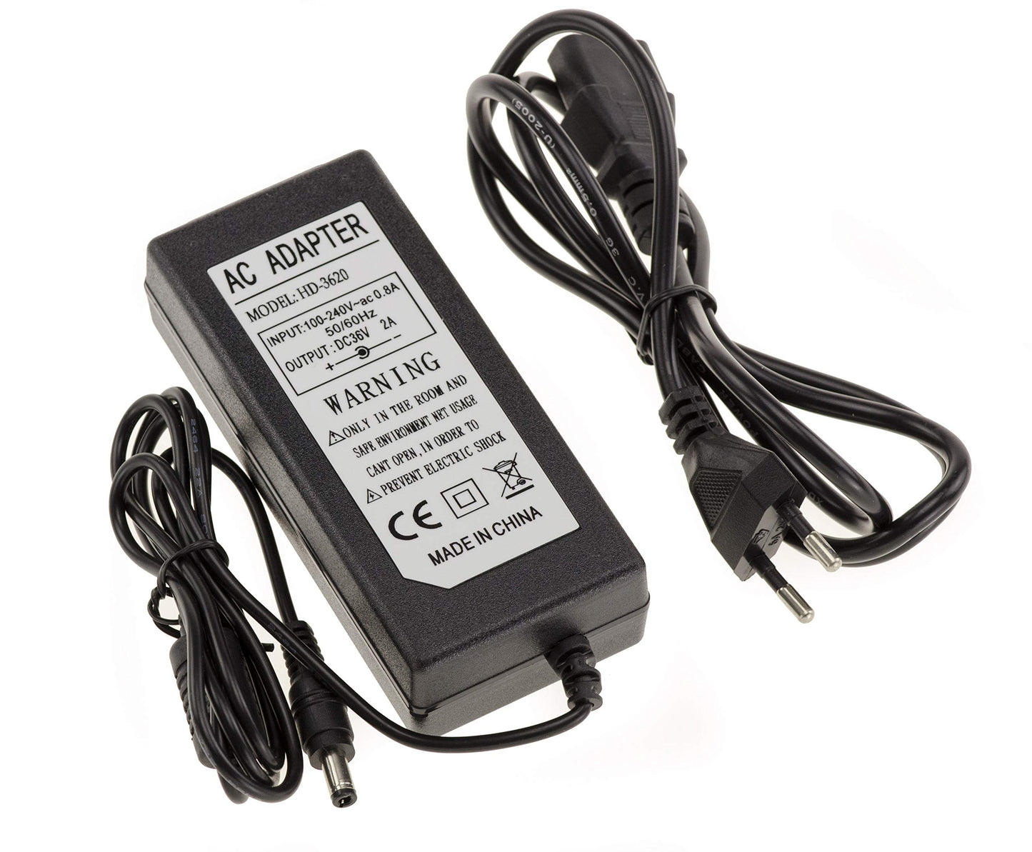 KALEA-INFORMATIQUE barošanas bloks 220V uz 36V DC 2A, 2,5mm x 5,5mm spraudnis, iekšējais/ārējais diametrs.
